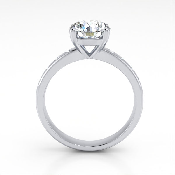 Round Brilliant Solitaire Accent Diamond Ring Platinum RSA19 TF