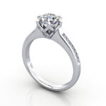 Round Brilliant Solitaire Accent Diamond Ring Platinum RSA3 3D