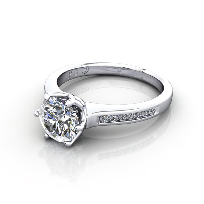 Round Brilliant Solitaire Accent Diamond Ring Platinum RSA3 LF