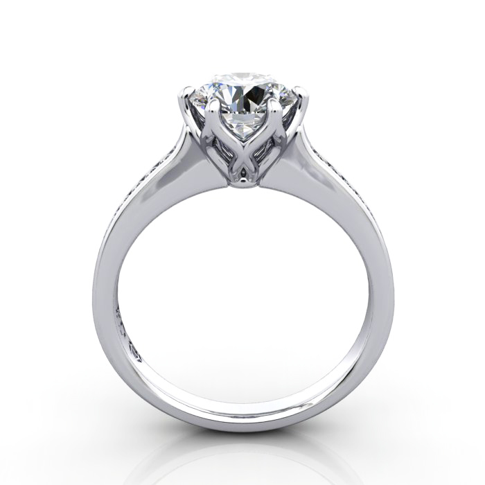 Round Brilliant Solitaire Accent Diamond Ring Platinum RSA3 TF