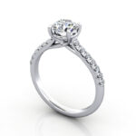 Round Brilliant Solitaire Accent Diamond Ring Platinum RSA44 3D