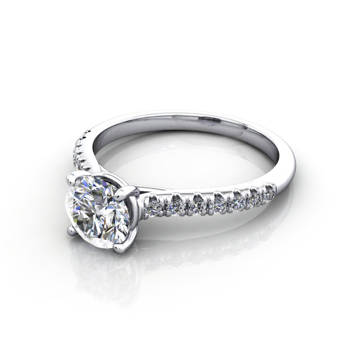 Round Brilliant Solitaire Accent Diamond Ring Platinum RSA44 LF