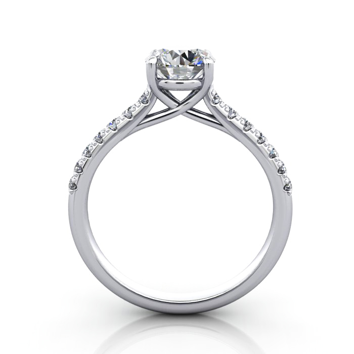 Round Brilliant Solitaire Accent Diamond Ring Platinum RSA44 TF