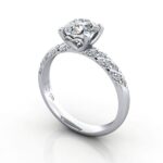 Round Brilliant Solitaire Accent Diamond Ring Platinum RSA7 3D