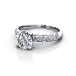 Round Brilliant Solitaire Accent Diamond Ring Platinum RSA7 LF