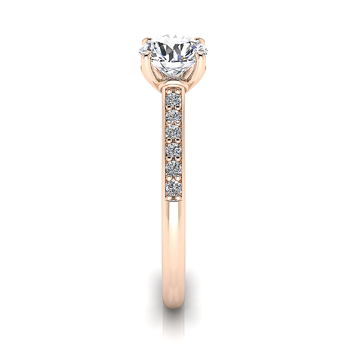 Round Brilliant Solitaire Accent Diamond Ring Rose Gold RSA1 SV