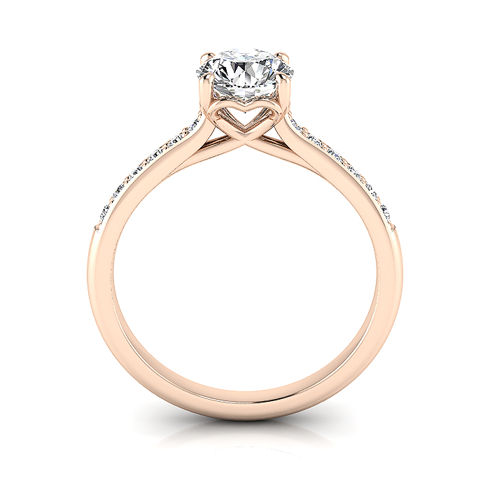 Round Brilliant Solitaire Accent Diamond Ring Rose Gold RSA1 TF