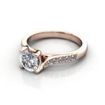 Round Brilliant Solitaire Accent Diamond Ring Rose Gold RSA10 LF