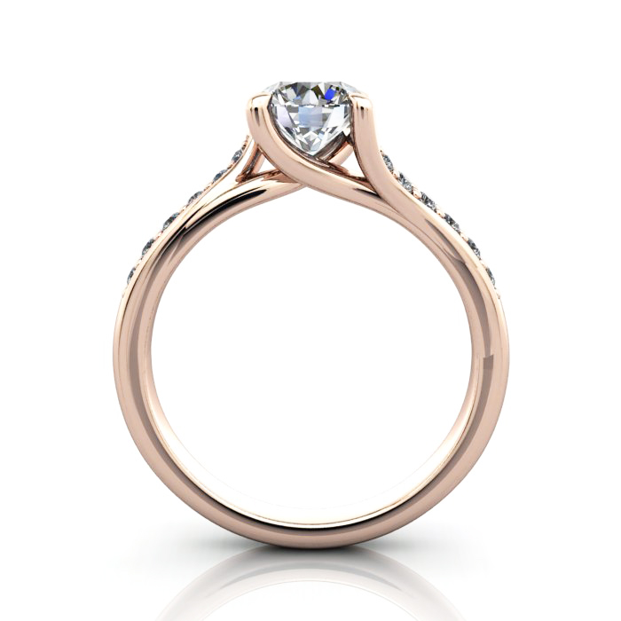 Round Brilliant Solitaire Accent Diamond Ring Rose Gold RSA10 TF