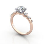 Round Brilliant Solitaire Accent Diamond Ring Rose Gold RSA11 3D