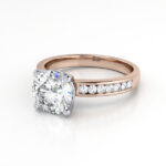 Round Brilliant Solitaire Accent Diamond Ring Rose Gold RSA13 LF