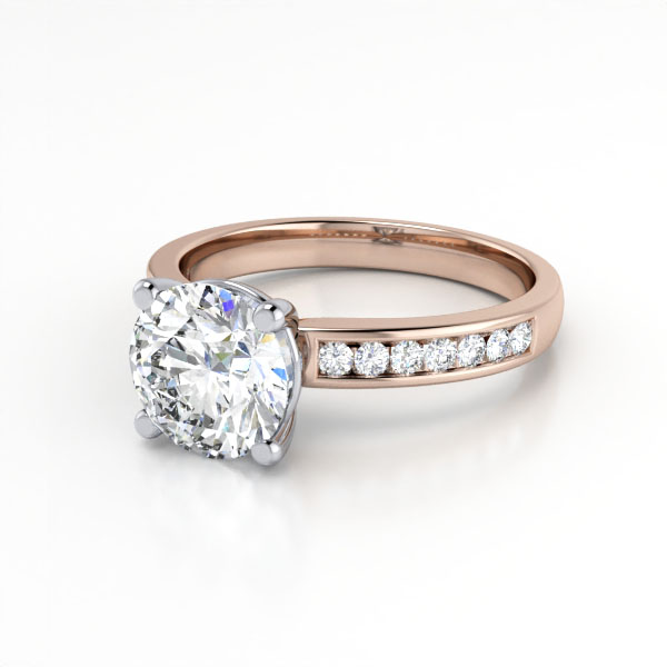 Round Brilliant Solitaire Accent Diamond Ring Rose Gold RSA13 LF