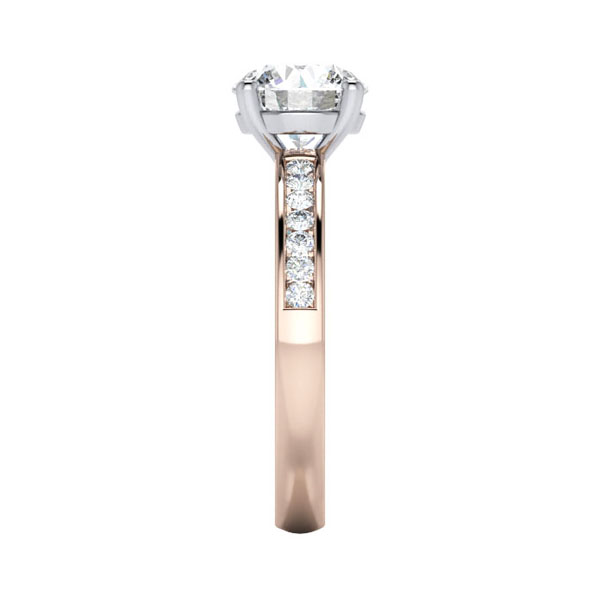 Round Brilliant Solitaire Accent Diamond Ring Rose Gold RSA13 SV