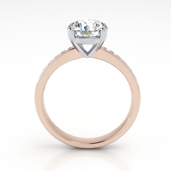 Round Brilliant Solitaire Accent Diamond Ring Rose Gold RSA13 TF
