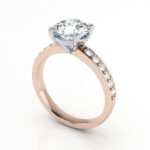 Round Brilliant Solitaire Accent Diamond Ring Rose Gold RSA14 3D