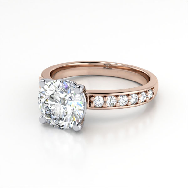 Round Brilliant Solitaire Accent Diamond Ring Rose Gold RSA14 LF