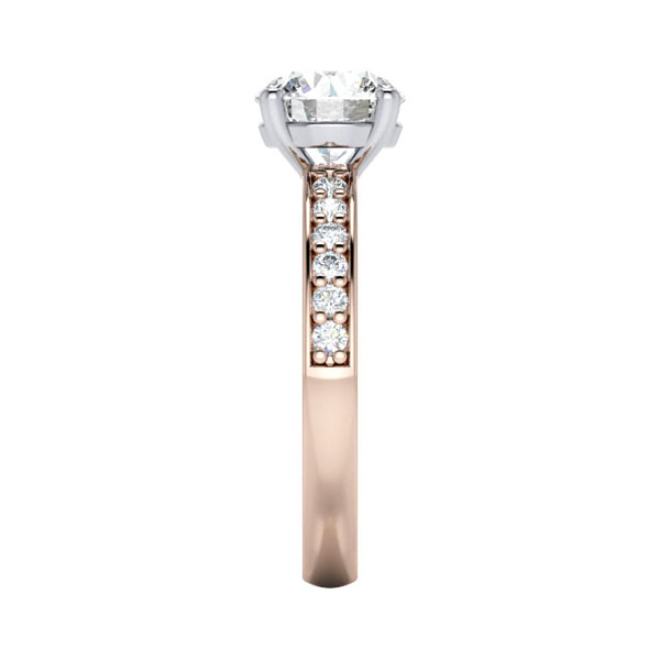 Round Brilliant Solitaire Accent Diamond Ring Rose Gold RSA14 SV