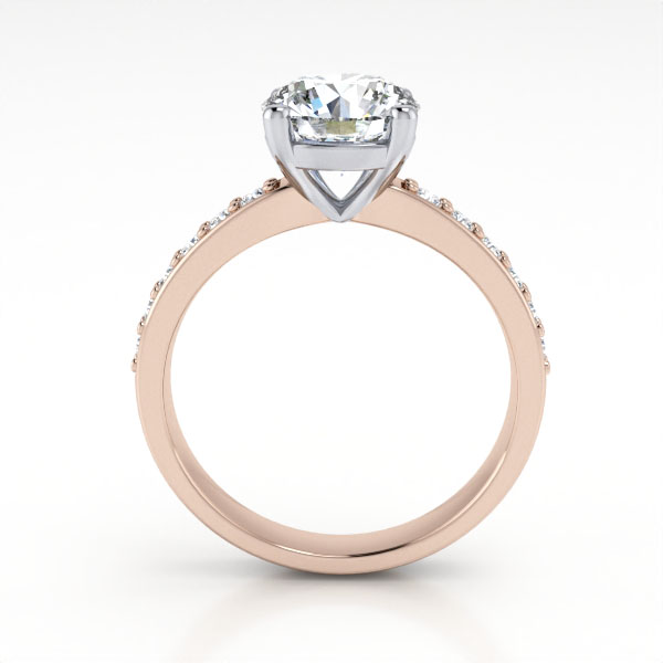 Round Brilliant Solitaire Accent Diamond Ring Rose Gold RSA14 TF