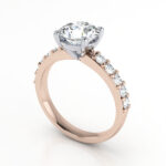 Round Brilliant Solitaire Accent Diamond Ring Rose Gold RSA15 3D