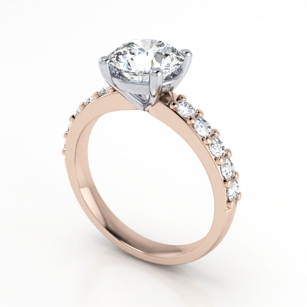 Round Brilliant Solitaire Accent Diamond Ring Rose Gold RSA15 3D