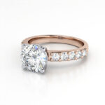 Round Brilliant Solitaire Accent Diamond Ring Rose Gold RSA15 LF
