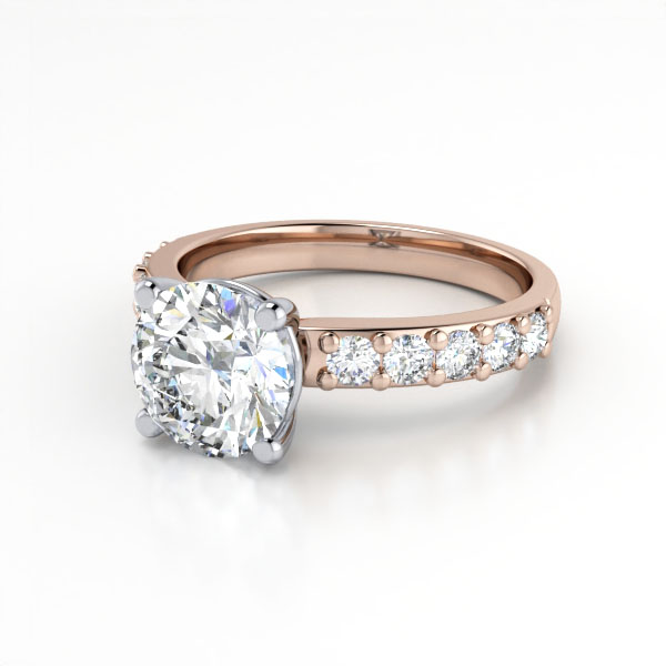 Round Brilliant Solitaire Accent Diamond Ring Rose Gold RSA15 LF