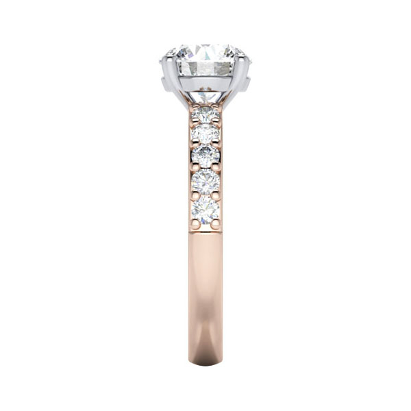 Round Brilliant Solitaire Accent Diamond Ring Rose Gold RSA15 SV