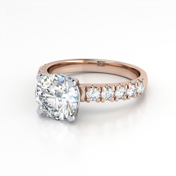 Round Brilliant Solitaire Accent Diamond Ring Rose Gold RSA16 LF