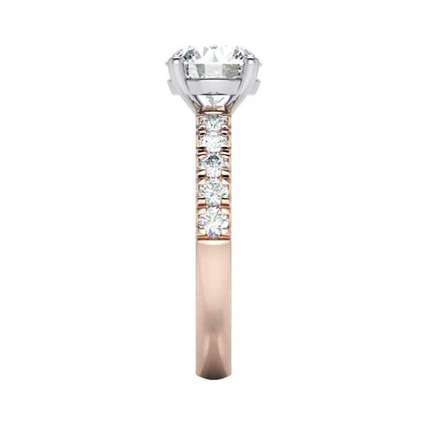 Round Brilliant Solitaire Accent Diamond Ring Rose Gold RSA16 SV