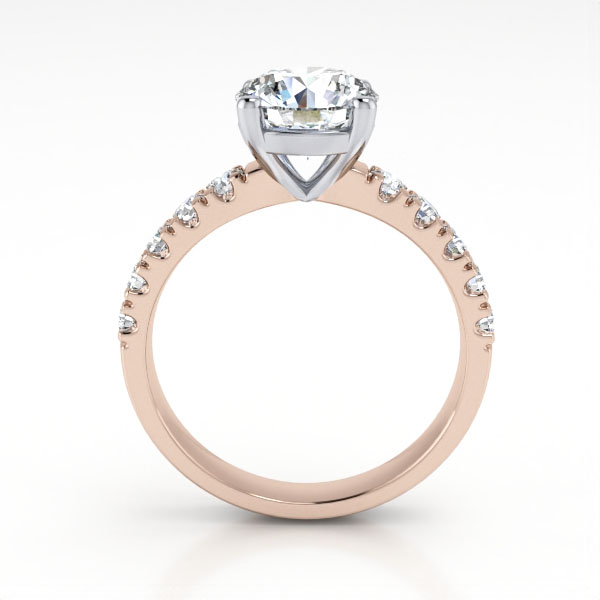 Round Brilliant Solitaire Accent Diamond Ring Rose Gold RSA16 TF