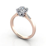 Round Brilliant Solitaire Accent Diamond Ring Rose Gold RSA17 3D