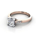 Round Brilliant Solitaire Accent Diamond Ring Rose Gold RSA17 LF