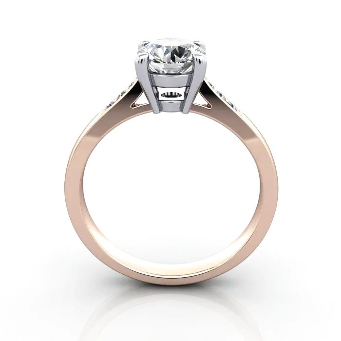 Round Brilliant Solitaire Accent Diamond Ring Rose Gold RSA17 TF