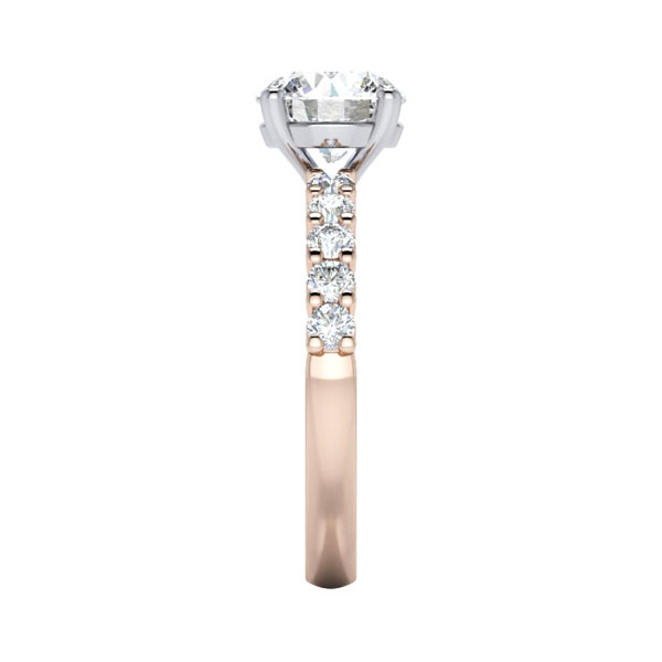 Round Brilliant Solitaire Accent Diamond Ring Rose Gold RSA18 SV