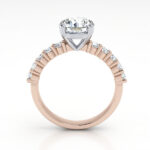 Round Brilliant Solitaire Accent Diamond Ring Rose Gold RSA18 TF