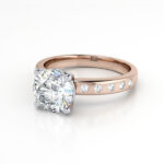 Round Brilliant Solitaire Accent Diamond Ring Rose Gold RSA19 LF
