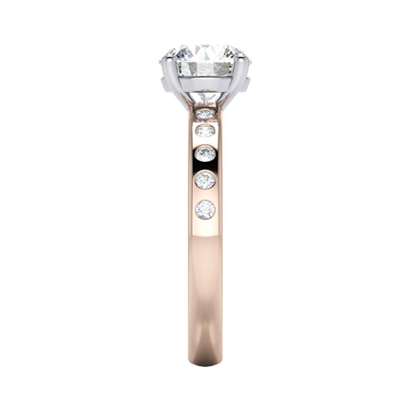 Round Brilliant Solitaire Accent Diamond Ring Rose Gold RSA19 SV