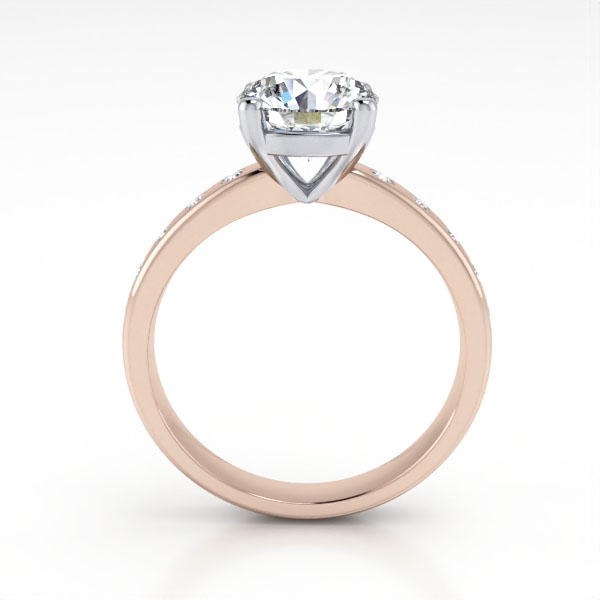 Round Brilliant Solitaire Accent Diamond Ring Rose Gold RSA19 TF