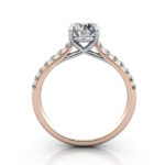 Round Brilliant Solitaire Accent Diamond Ring Rose Gold RSA44 TF