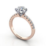 Round Brilliant Solitaire Accent Diamond Ring Rose Gold RSA6 3D