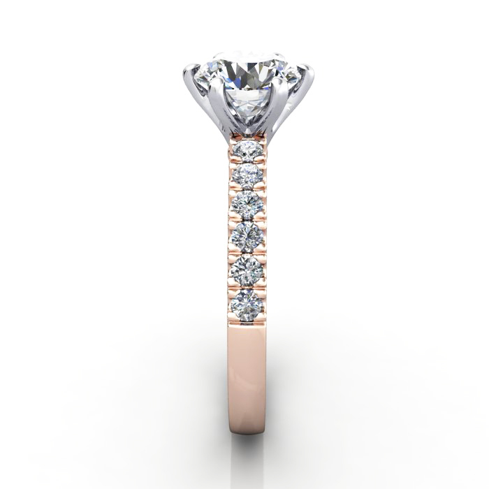 Round Brilliant Solitaire Accent Diamond Ring Rose Gold RSA6 SV