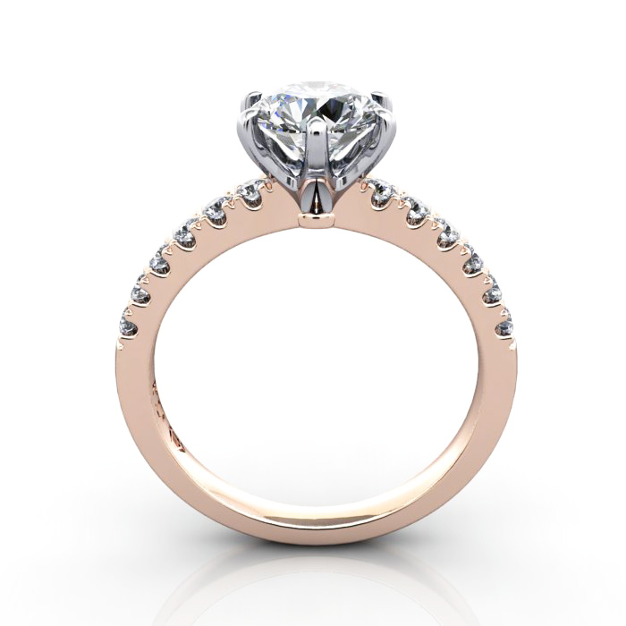 Round Brilliant Solitaire Accent Diamond Ring Rose Gold RSA6 TF