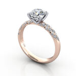Round Brilliant Solitaire Accent Diamond Ring Rose Gold RSA7 3D
