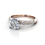 Round Brilliant Solitaire Accent Diamond Ring Rose Gold RSA7 LF