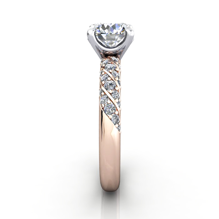 Round Brilliant Solitaire Accent Diamond Ring Rose Gold RSA7 SV