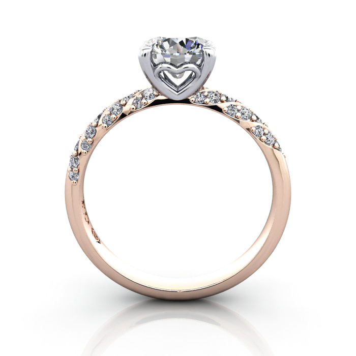 Round Brilliant Solitaire Accent Diamond Ring Rose Gold RSA7 TF