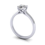 Round Brilliant Solitaire Accent Diamond Ring White Gold RSA1 3D