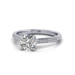 Round Brilliant Solitaire Accent Diamond Ring White Gold RSA1 LF