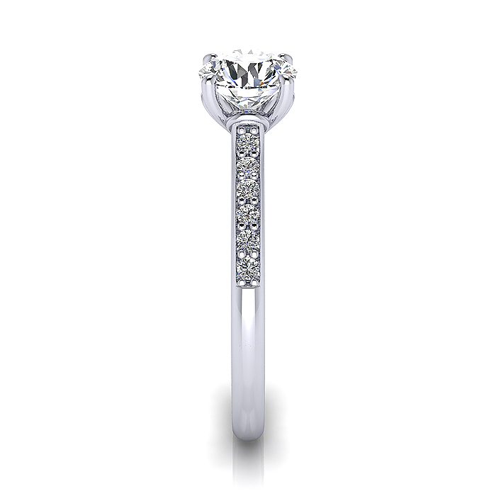 Round Brilliant Solitaire Accent Diamond Ring White Gold RSA1 SV