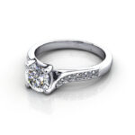 Round Brilliant Solitaire Accent Diamond Ring White Gold RSA10 LF